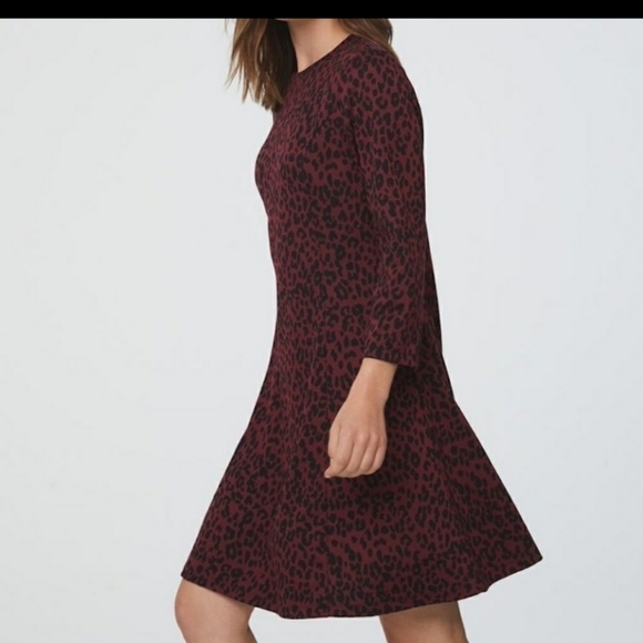 NWT Beach Lunch Lounge‎ Skye animal print Leopard Dress maroon black career M - Picture 1 of 10